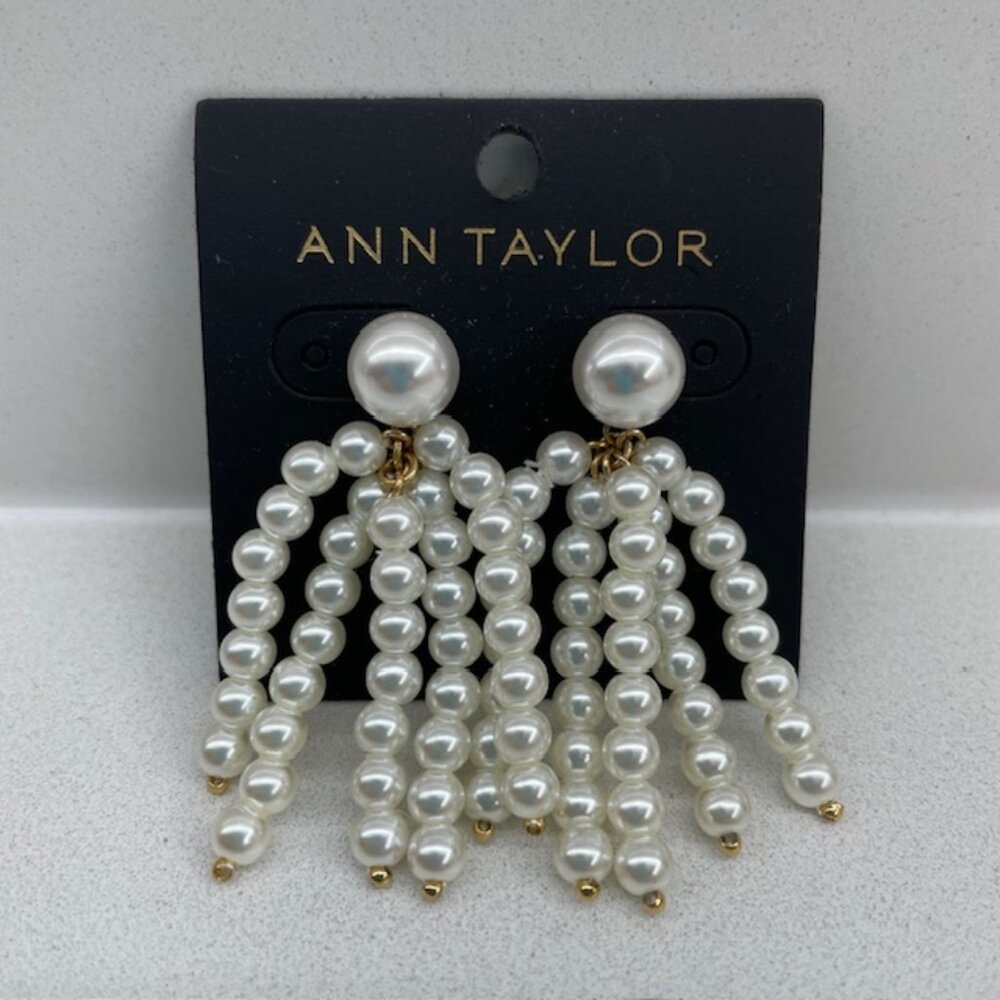 NWT Pearl Chandelier Faux Pear Earrings- Ann Taylor